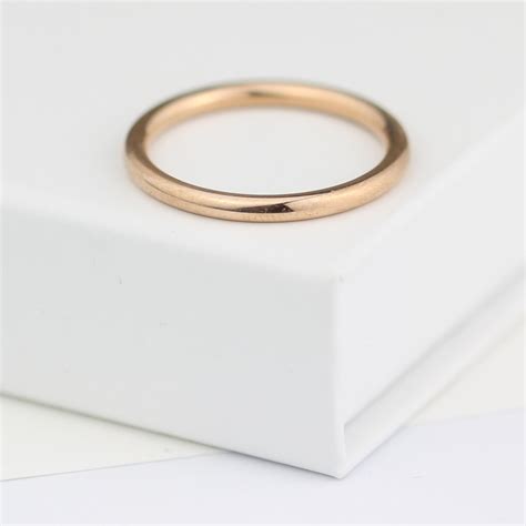 Rose gold ring, beautifully simple rose gold wedding ring, 2mm wide ...