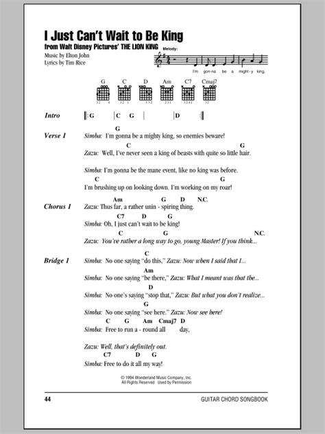 I Just Can't Wait To Be King by Elton John - Guitar Chords/Lyrics - Guitar Instructor