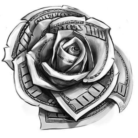 Art and money | Money rose tattoo, Dollar tattoo, Money rose