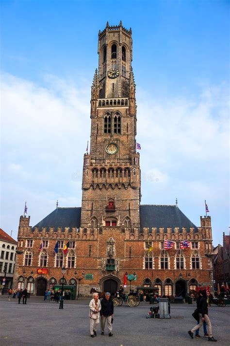 Medieval Clock Tower in Bruges Editorial Stock Photo - Image of travel ...