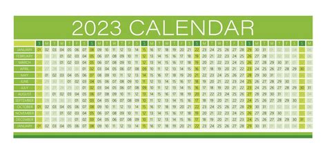 2023 Year Wall Calendar green Color- Full Editable - Vector light ...