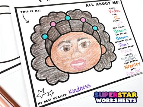 All About Me Face Template - Superstar Worksheets