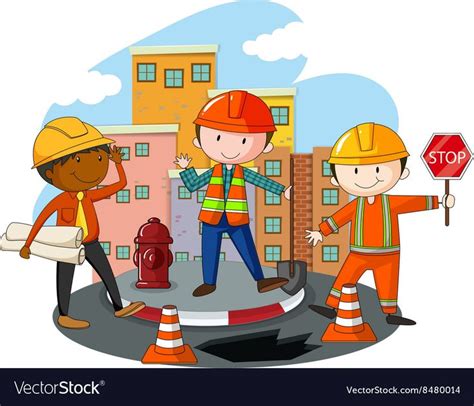 Construction workers at the site vector image on VectorStock | Construction worker, Vector ...