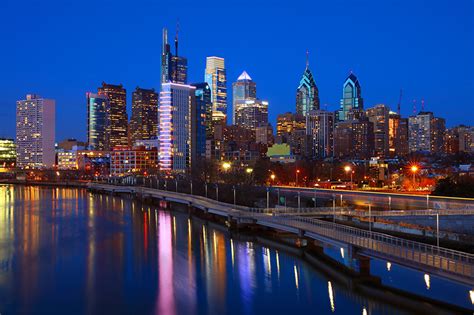 Tapeta na pulpit stany zjednoczone Philadelphia Mosty Rzeki Wieczór