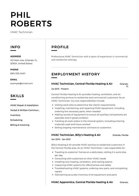 HVAC Technician Resume Guide & Sample – Resumeviking.com