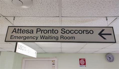 Premium Photo | Emergency waiting room sign detail in a hospital interior