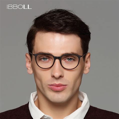 ibboll Luxury Top Brand Mens Glasses Frame Optical Round Eyeglasses Frames Men Transparent ...