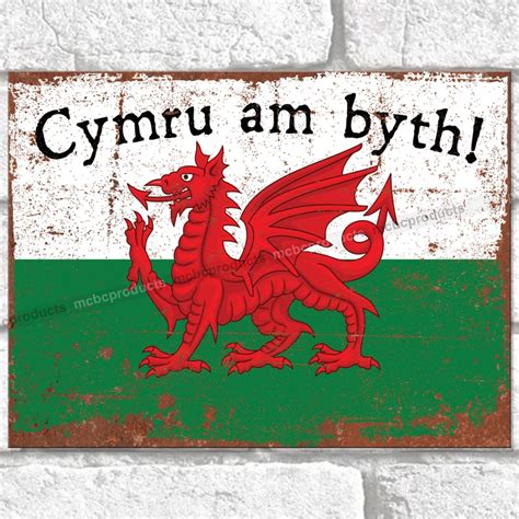 Cymru am byth Metal Signs Welsh Dragon Flag Wall Plaque | Etsy