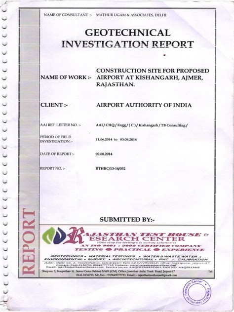 Geotechnical Investigation Report | PDF | Business