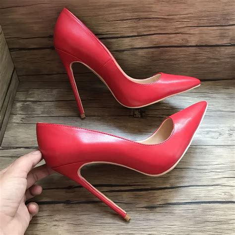 Carpaton Fashion Red Matte Leather High Heel Shoes 2019 Pointed Toe ...