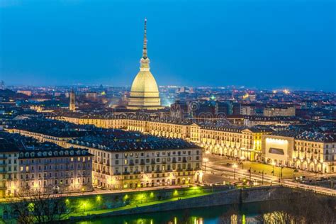 Night Aerial View of the Italian City Torino...IMAGE Stock Photo - Image of landscape, outdoors ...