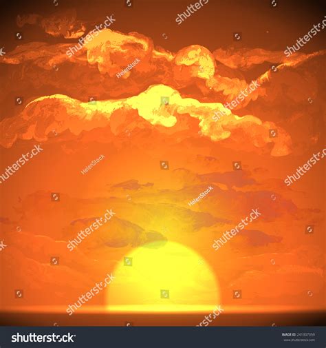 Sunset, Sunrise With Clouds. Painting Picture Stock Photo 241307359 : Shutterstock