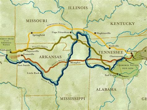 Trail Of Tears Route Map - Big Bus Tour Map