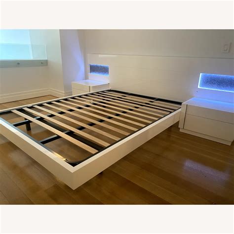 White Queen Bed Frame with Drawers - AptDeco