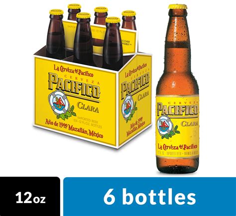 Pacifico Clara Mexican Lager Beer, 6 pk 12 fl oz Bottles, 4.4% ABV - Walmart.com