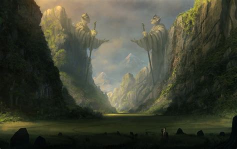 digital Art, Valley, Statue, Mountain, Fantasy Art Wallpapers HD ...