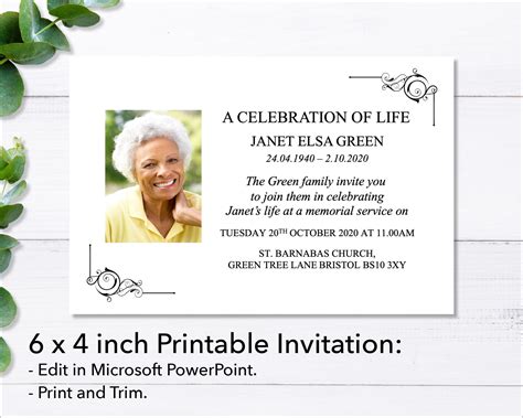 Black Ornate Funeral e-Invite & Invitation Card – Funeral Templates