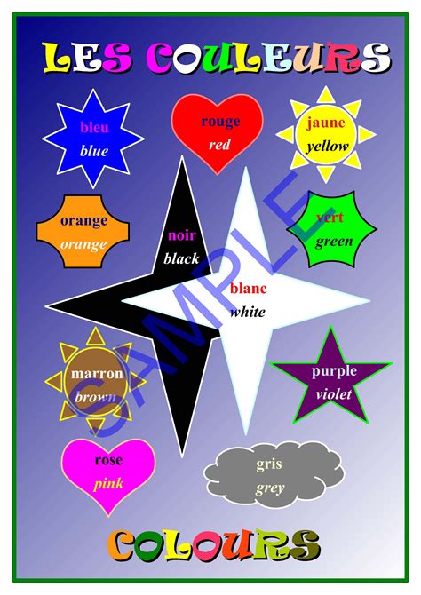 Bilingual English and French colours Poster. A3 . - Payhip