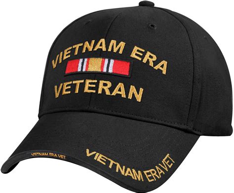 Black Vietnam ERA Veteran Deluxe Low Profile Baseball Hat Cap - Men's Accessories