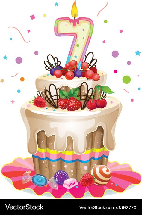 Happy birthday cake 7 Royalty Free Vector Image