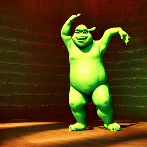 Drunken Shrek dancing macarena in a disco, 3d render, | Stable Diffusion