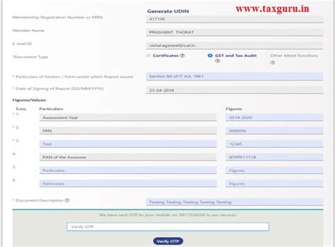 ICAI UDIN Generation Process