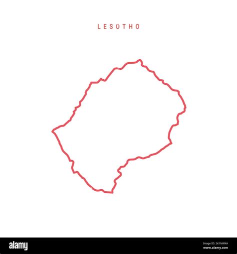 Lesotho editable outline map. Kingdom of Lesotho red border. Country name. Adjust line weight ...