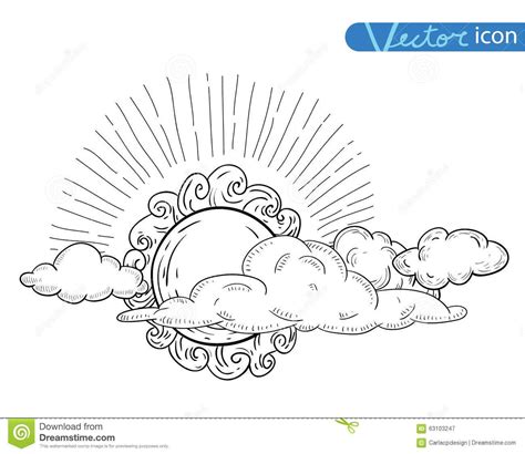 Sun With Clouds Doodle Hand Drawn Collection - Download From Over 56 Million High Quality Stock ...