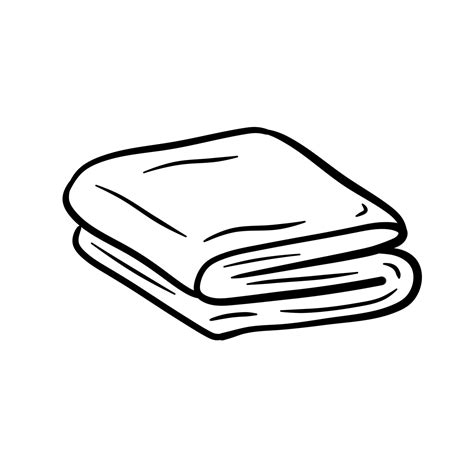 Folded towel or cloth. Packed neat clothes. Stack of fabric. Line drawing. Isolated cartoon ...