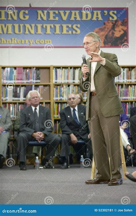 Senator Harry Reid Speaking at the Ralph Cadwallader Middle School, Las Vegas, NV Editorial ...