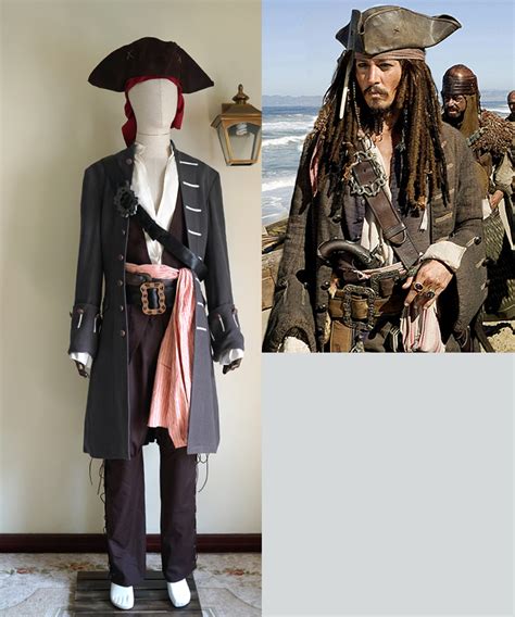 Pirates of the Caribbean (Movie) Cosplay, Captain Jack Sparrow Costume Outfit Set