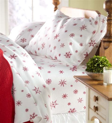 Crystal Snowflake Cotton Flannel Sheet Set | PlowHearth | Flannel bed sheets, Christmas sheets ...