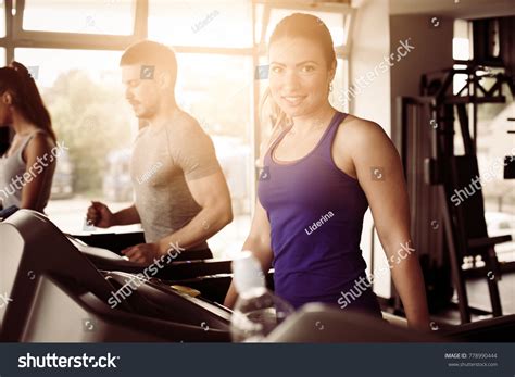 Three Young People Working Exercise Gym Stock Photo 778990444 ...