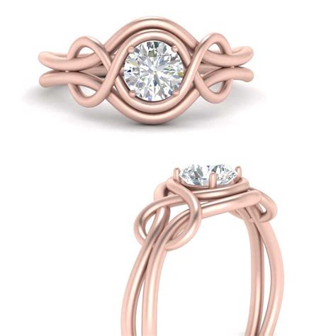 Love Knot Solitaire Diamond Engagement Ring In 14K Rose Gold ...