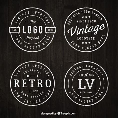 Free Vector | Rounded vintage logos set