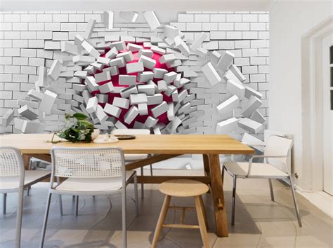 Broken Wall Mural Art, 3d Vinyl Wallpaper, 3d Illusion, 3d Wall Paper ...