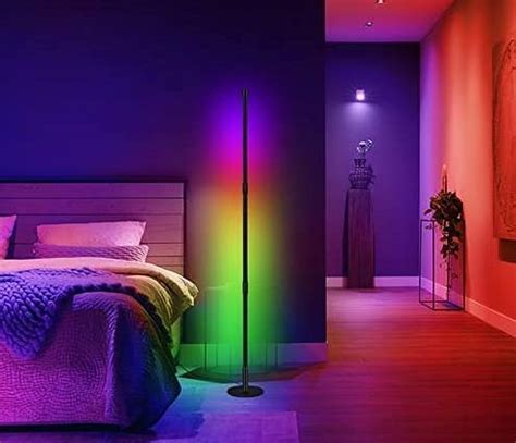 LED Corner Floor Lamp, Living Room Lamp, RGB Color Changing Modern Floor Lamps, Dimmable ...