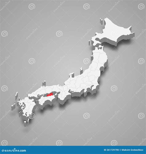 Kagawa Region Location within Japan 3d Map Stock Vector - Illustration ...