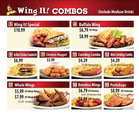 Menu at Wing It restaurant, Bessemer