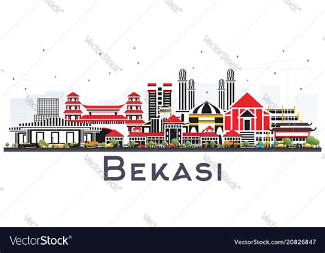 Bekasi indonesia city skyline with color Vector Image