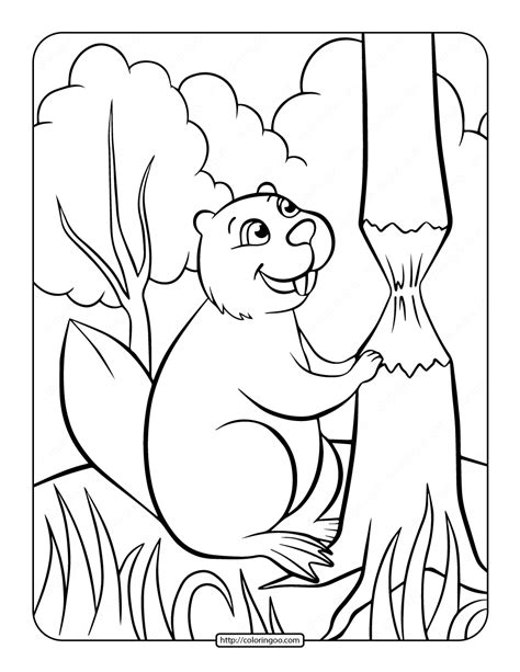 Printable Beaver Coloring Page