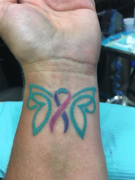 thyroid cancer ribbon tattoo - Trula Berrios