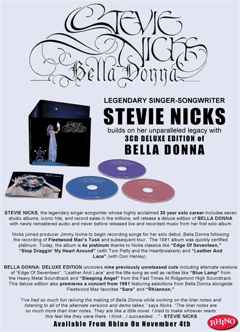 Fleetwood Mac News: New Release - Stevie Nicks "Bella Donna" and "The ...