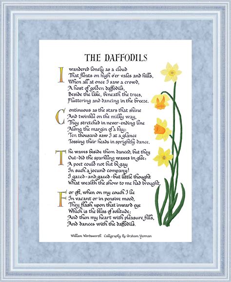 Daffodils Famous Poem by William Wordsworth I Wandered | Etsy India