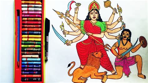 How to Draw Durga Mata Step By Step | Durga Mata Drawing | By Drawing Art - YouTube