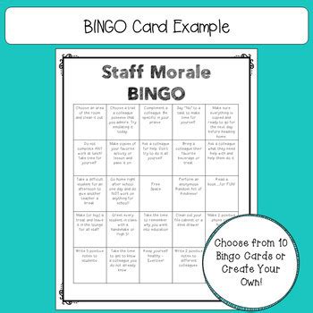 Staff Morale Building EDITABLE Bingo (Sunshine Committee Activity)