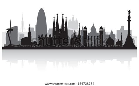 Barcelona Spain City Skyline Vector Silhouette Stock Vector (Royalty ...