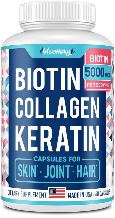 Biotin, Collagen & Keratin Capsules - Joints, Skin & Hair Natural Vitamins - Made in USA ...