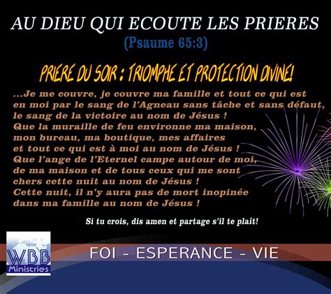 Prière du soir : Triomphe et protection divine! – Foi, Espérance & Vie