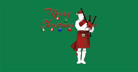 Scottish Merry Christmas Bagpiper - Scottish Christmas - T-Shirt | TeePublic